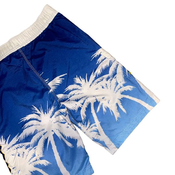 Corona Extra Cargo Board Shorts Mens M Palm Tree Logo Colorful Swimwear Blue - Picture 6 of 7